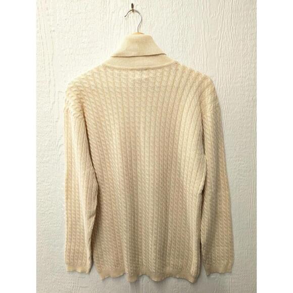 TSE 100% Cashmere Cream Turtleneck Ribbed Sweater Quiet Luxury Chunky Small - Picture 6 of 6
